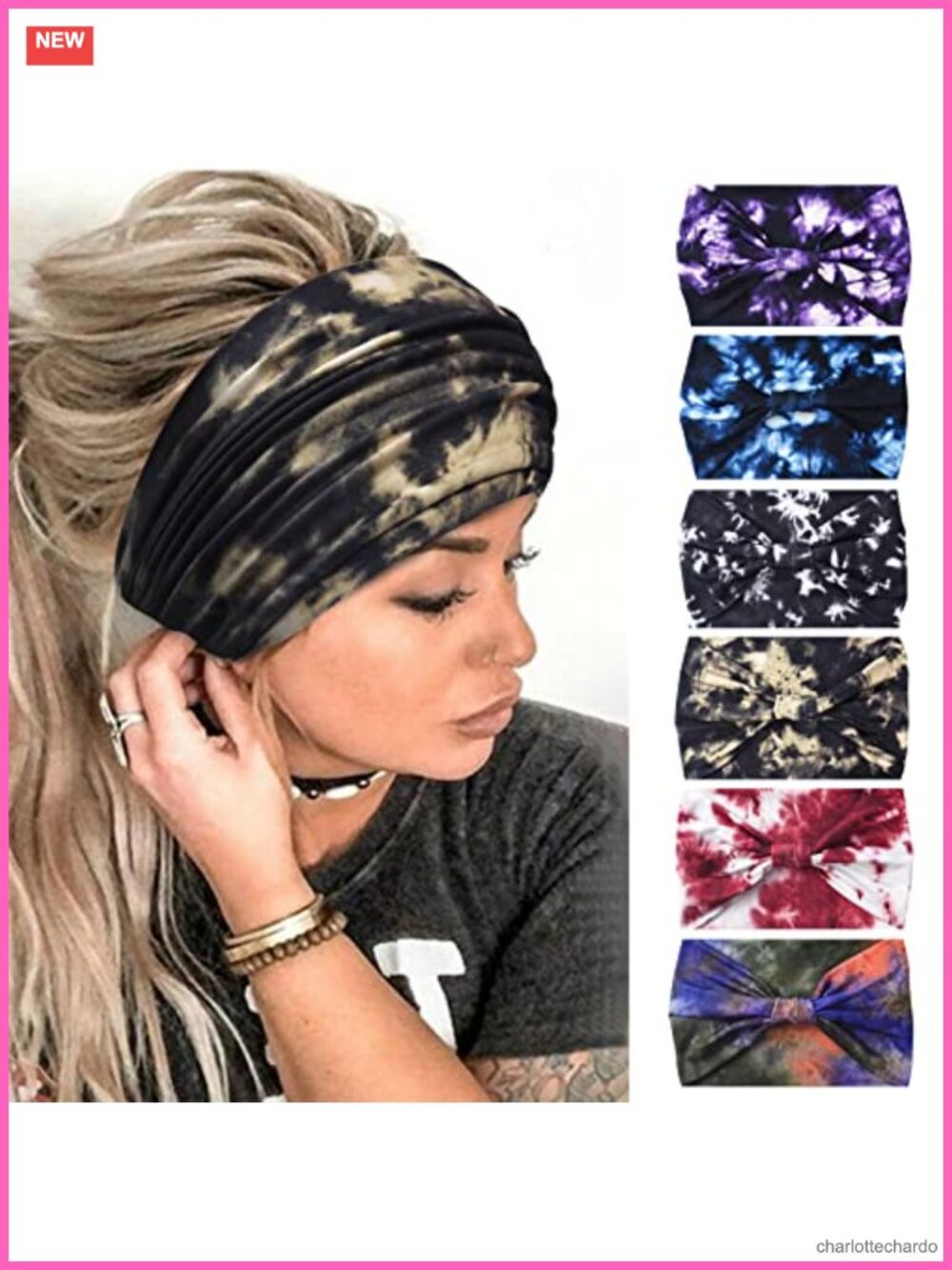 Wide Headbands Women Non Slip Boho Elastic Yoga Workout Sweat Bands 6 Pack